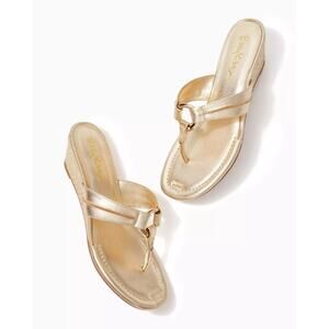 MCKIM wedge gold Lilly Pulitzer sandals 10M